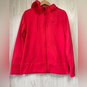 Nike Women's Pinkish Red Therma-Fit Long Sleeve Pockets Full-Zip Hoodie Size L